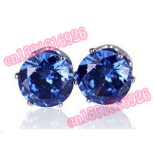 Free Shipping 8MM Colorful Shining Stud Earrings Big Luxury Austrian Crystal Female Earrings For Women Best