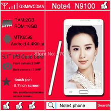 5.7 inch Android 4.4 OS MTK6592 Note4 phone Octa Core RAM 2GB Show 13MP 3G RAM 16G ROM Note 4 mobile phone Original logos
