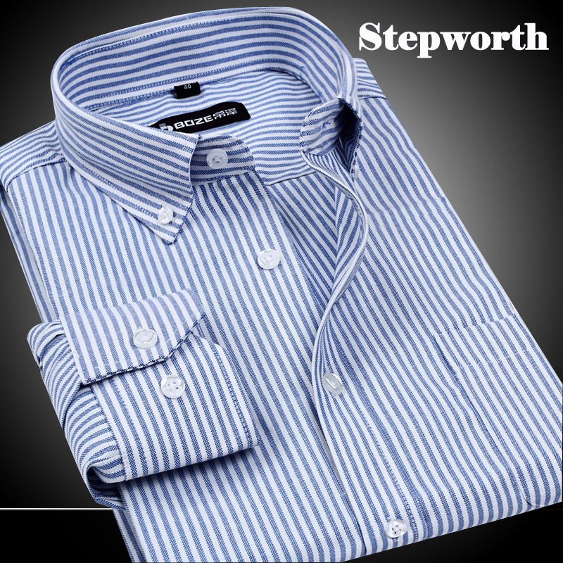 Men s Oxford Shirts Wrinkle Resistant Slim Fit Dress Button Down Long Sleeve Fashion Brand Man