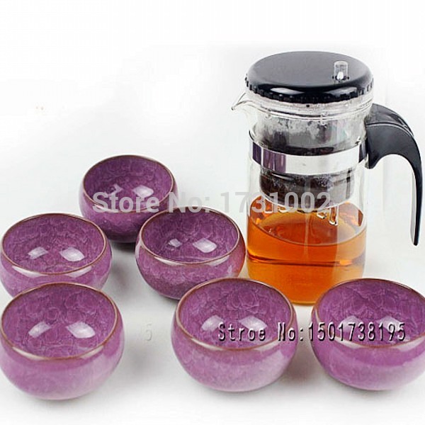 Hot Household suit ceramic kung fu tea set glass tea pot Crackle Glaze porcelain Coffee Tea