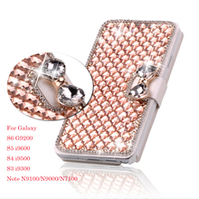 Luxury Bling Crystal & Diamond Leather Flip Lady Bag Cover For Samsung Galaxy S5 SV , S4 IV ,S3 III ,3 Models Phone Case Cover