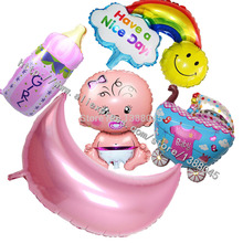 5 estilos del bebé decoración de cumpleaños Foil globos bebé leche + del coche del bebé globos chica 1 Year cumpleaños