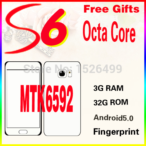 2015 New 5 1 inch S6 phone perfect 1 1 MTK6592 Octa Core 16MP Android 5