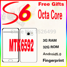 2015 New  S6 phone prefect 1:1 MTK6582 Quad Core 1280X720 Android 5.0 3G smartphone 5.1 inch HDC Screen Free shipping