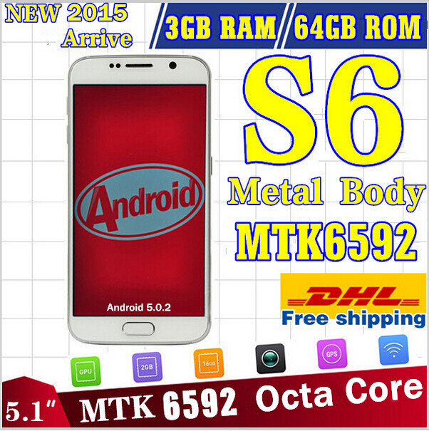 DHL Free In stock 2015 S6 Mobile Phone 3GB Ram 64GB Rom 1 1 Original Logo