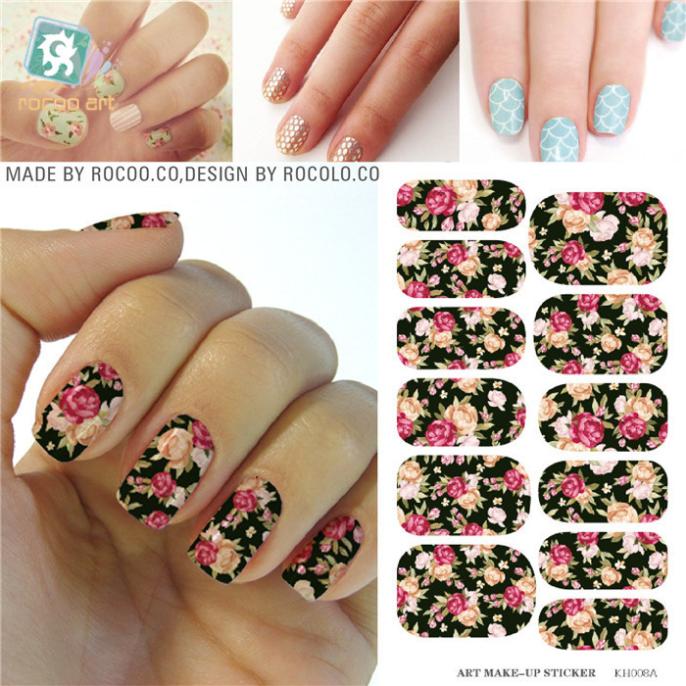 Minx flower nail sticker adhesive Water Transfer Foils Flowers Design Nail Sticker nail tools Decorations Cover