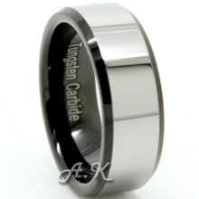 MENS Silver Black TUNGSTEN Ring Wedding Band 8MM Gift