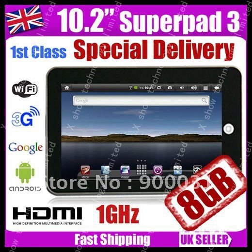 free shippping Flytouch 3 superpad3 Android 2.3 wifi GPS Tablet PC 512mb RAM+8GB HDD HDMI supported(China (Mainland))