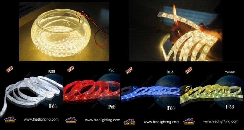 free shipping 12 VDC 5050 RGB and all single color available 60led/meter General brightness IP68 waterproof led strips(China (Mainland))
