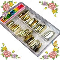 100pcs Metallic / Mirror Golden Nail Tips full cover french nail False Nail Tips with box for nail art uv gel polish tool NA488