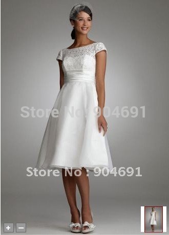 White Short Dress on Dress Custom White Lace Satin Knee Length Short Beach Wedding Dress