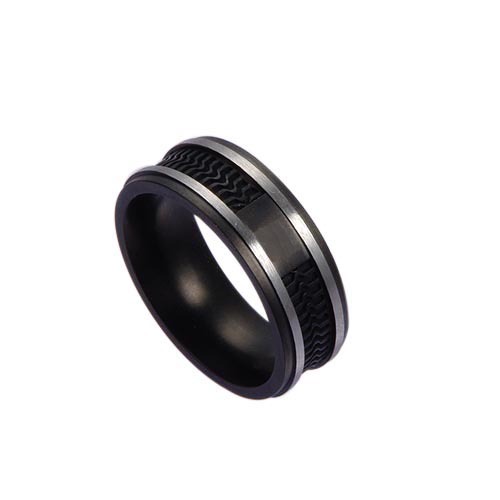 Germany Success Icon Designer Black Rubber Ring,Basing Metal is 316L ...
