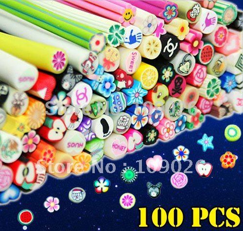 100 pcs de uñas bastones fimo arcilla polimérica uñas decoración na309