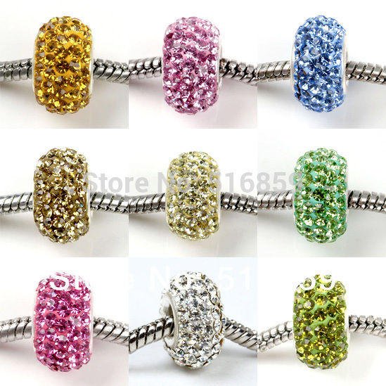 Wholesale Fashion 14x8mm Solid Czech Crystal 925 Sterling Silver Core Loose European Charm Wheel Beads Fit