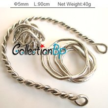 5pcs lot Bendy Fashion Jewlery FlexibleTitanium Silver Snake Necklace 90cm 5mm Chains for Necklaces Free Shipping