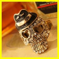 Skeleton Ring Fancy Jewellery Shinning Skull 12 pcs Free Shipping  LTKE-1143