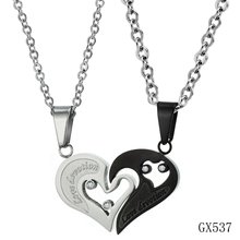 OPK COUPLE JEWELRY love heart pnedants necklace for lover inlaid rhinestone CZ rose gold Stainless Steel
