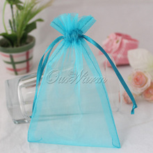 100 Pieces Aqua Blue Turquoise 4 x6 10cm x 15cm Strong Sheer Organza Pouch Wedding Favor