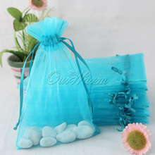 100 Pieces Aqua Blue Turquoise 4 x6 10cm x 15cm Strong Sheer Organza Pouch Wedding Favor