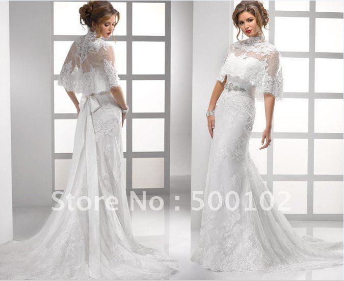 Wedding dress lace caplet