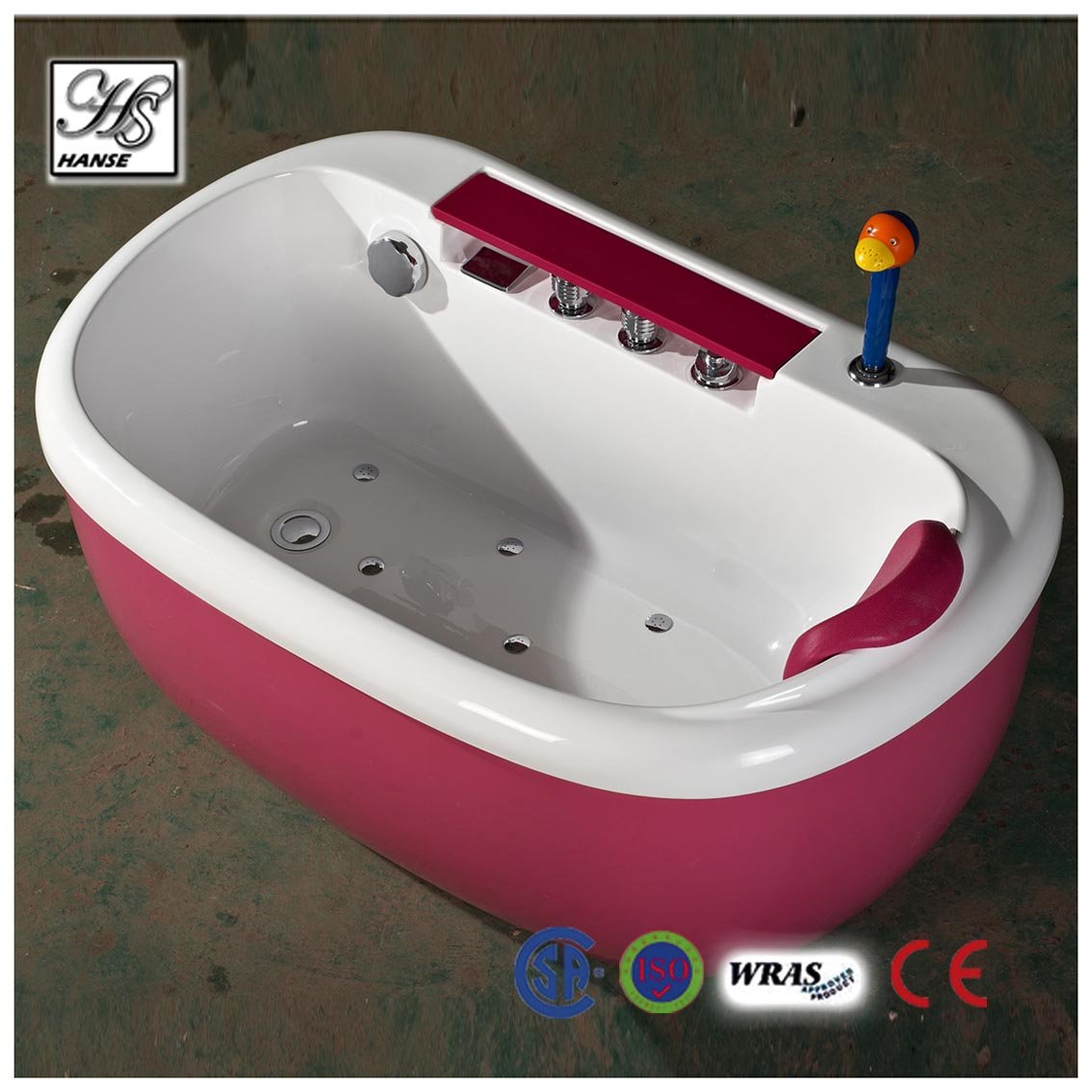 vasca da bagno rossa di massaggio della camicia per i bambini con il termometro HS-B1692