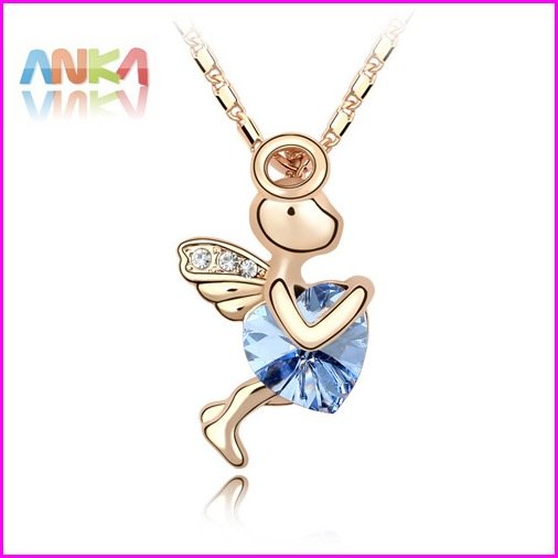 2015 Collares Collar Shipping Wholesale High Quality Rose Plated Cupid Crystal Necklace mix Colorful God Of