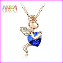 2015 Collares Collar Shipping Wholesale High Quality Rose Plated Cupid Crystal Necklace mix Colorful God Of