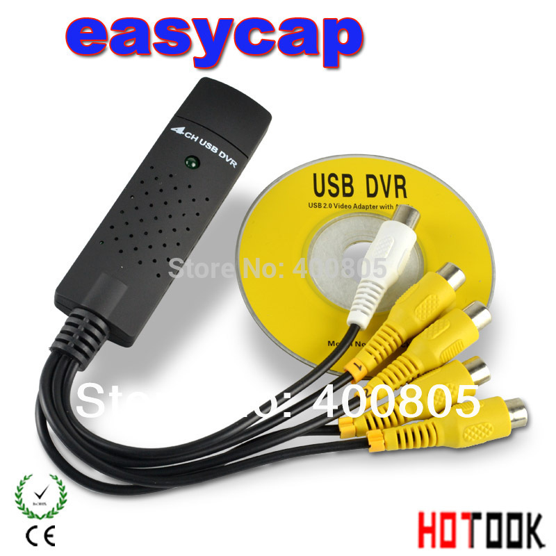 Dropship USB 2.0 Easycap 4 Channel DVR CCTV Camera Audio Video Adapter Recorder for win7 vista mmm capture card Fast ship new