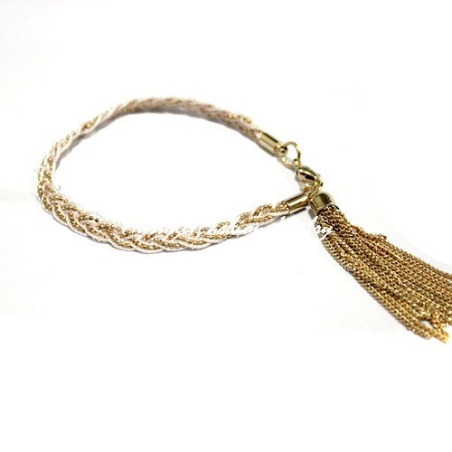 Sutra-white-Gold-chain-tassel-braid-bracelet-Wholesale-Retail-free ...