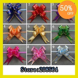 [Free shipping] Wholesale - Christmas Gift Packing Pull Bow Ribbons Decorative Holiday Pull Flower Ribbons(1.2x25cm)(China (Mainland))