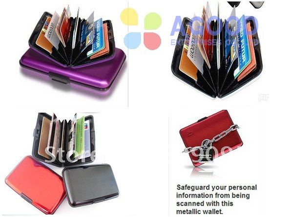 50 pcs Free shipping Aluminum Credit card wallet colors mixed card cases card holder ,bank card Wallet by DHL SL01(China (Mainland))
