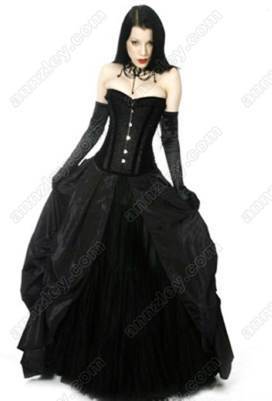 Vintage Corset Top Black Gothic Prom Dresses For Women 2013(China ...
