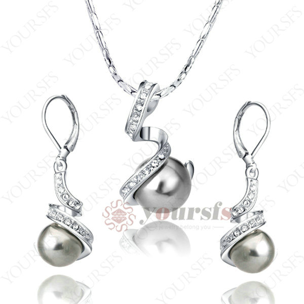 Fashion-Jewelry-18K-White-Gold-Plated-Gray-Pearl-Pendant-Made-with ...