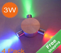 LED wall lamp+White/Warm white/Green/Red/Blue/RGB for option+3W+85-264V+4pcs/lot +Free shipping