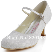 Free Shipping 2013 New Mary Janes Wedding Shoes EP1085 Round Toe Buckle Lace Square Heel Women’s Fashion Pumps