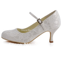Free Shipping 2013 New Mary Janes Wedding Shoes EP1085 Round Toe Buckle Lace Square Heel Women