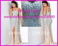 Gorgeous Strapless Handmade Beaded Chiffon Mermaid Prom Dresses Evening Gowns E1050