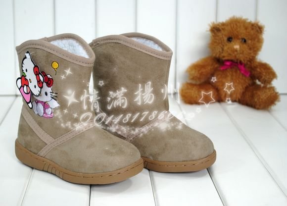 販売上の子供ファッションハローキティwinnter足首の雪のブーツ子供のための暖かい/の子供の短い4月11日l298古い雪のブート
