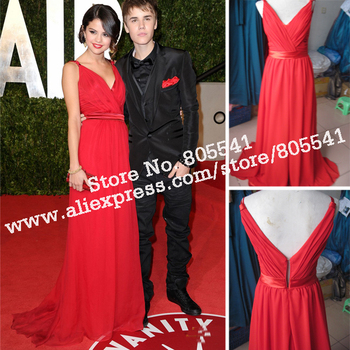 Photo New Style Designer Selena Gomez Oscar Chiffon Red Carpet Dresses ...