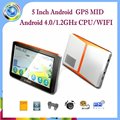 DHL free shipping 3pcs/lot 5 inch android 4.0 GPS MID bulit-in Wifi/1.2GHz CPU/512DDR3,8G,support internet
