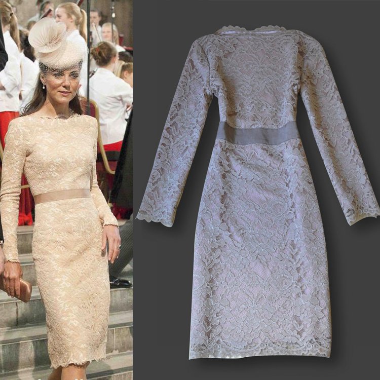 -Europe-Celebrity-Kate-Middleton-Fashion-Elegant-champagne-Lace-Dress ...