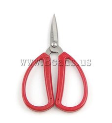 Jewelry Scissors, stainless steel with red plastic handle, 71x125x8mm, 5pcs/Group , Sold by Group(China (Mainland))
