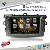 Free Shipping 8''  In stock  ARM 11 Car DVD Player with iPod GPS TV BT Radio for Toyota Corolla 2006 to 2012 Corolla Altis