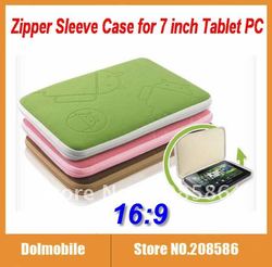 Universal 7" Zipper Sleeve Case for 7 inch Tablet PC GPS MP4 etc Free Shipping(China (Mainland))