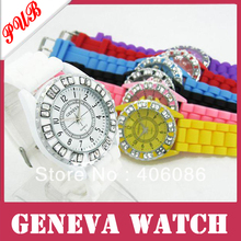 wholesale 500pcs lot Geneva Watch jelly 100 Silicone Strap Jewelry Quartz Face free shipping
