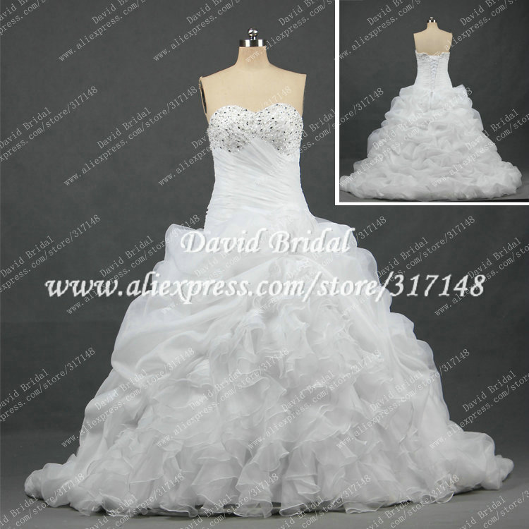 -Sparkly-Beading-Sweetheart-White-Ruffled-Organza-Ball-Gown-Wedding ...