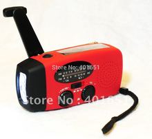 Free shipping Wind up Solar Dynamo Powered FM AM Radio With LED Flashlight Phones Chargers