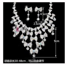 Marriage accessories bride rhinestone jewerly set shiny necklace earring