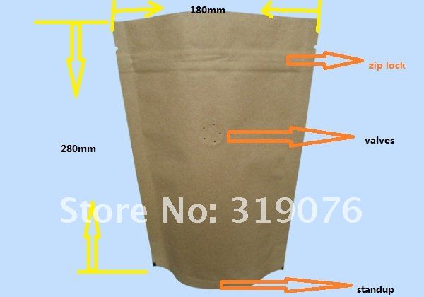 free courier delivery 500g coffee packaging bags with valves standup zipper lock(China (Mainland))