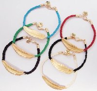 Fashion jewelry handmade accessories feather red string knitted bracelet